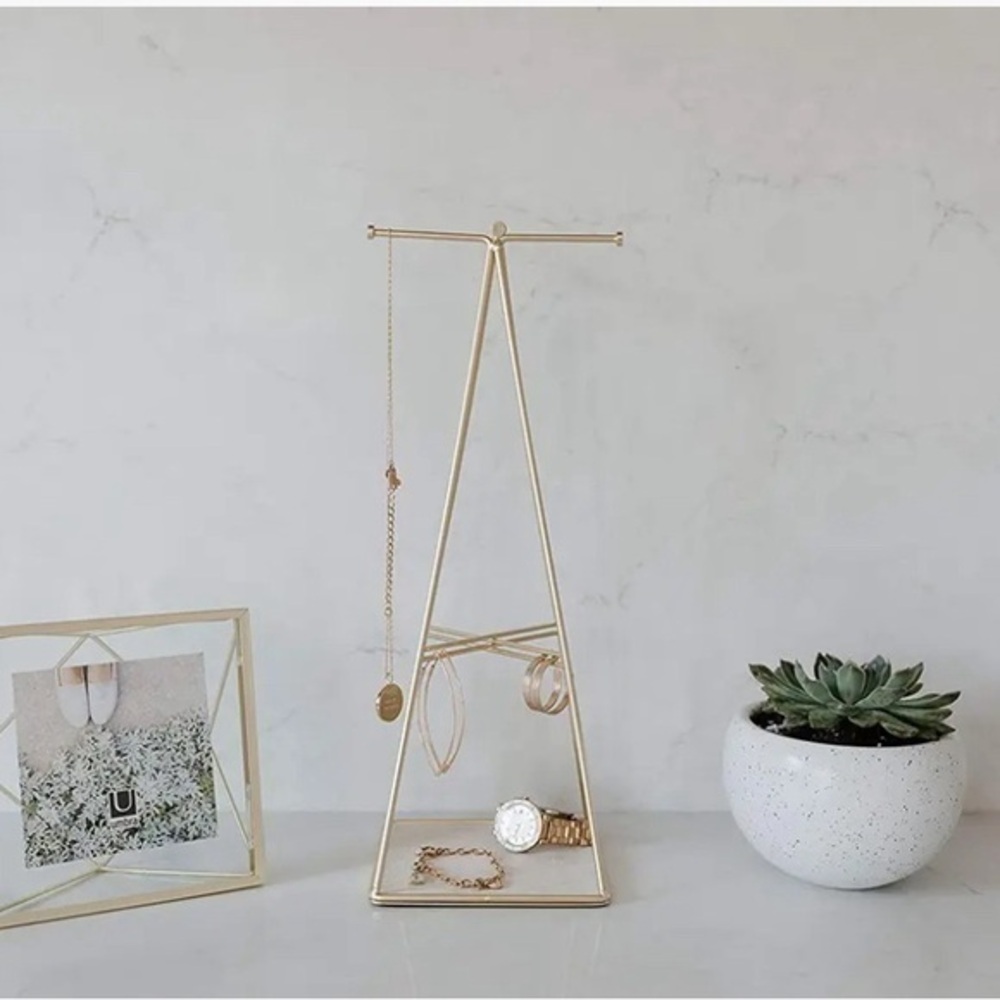 Umbra Prisma Jewelry Stand and Necklace Holder, Brass